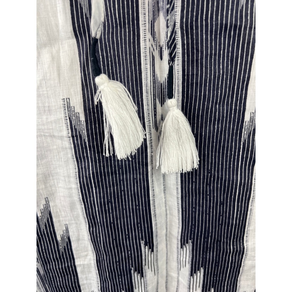 Cynthia Rowley Navy White 100% Linen Sleeveless Dress SZ6 Aztec Southwestern - Picture 4 of 6